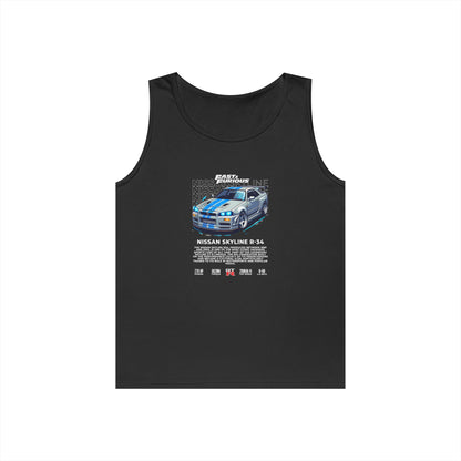 Fast & Furious Nissan Skyline R34 Unisex Heavy Cotton Tank Top - CreativeRino