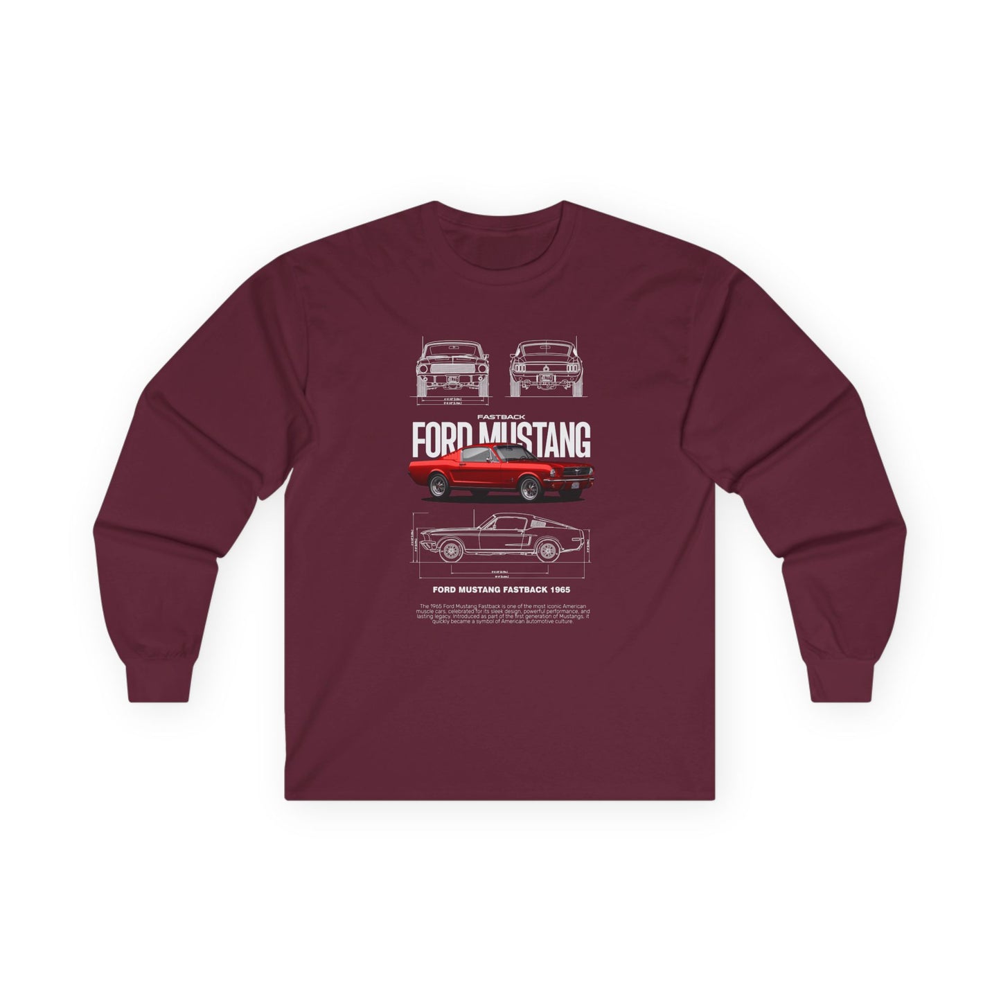Ford Mustang Retro Long Sleeve T-shirt for Car Enthusiasts - CreativeRino