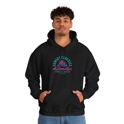 Sunset Classics Automotive Hoodie - Heavy Blend Unisex Sweatshirt - CreativeRino