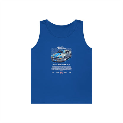 Fast & Furious Nissan Skyline R34 Unisex Heavy Cotton Tank Top - CreativeRino
