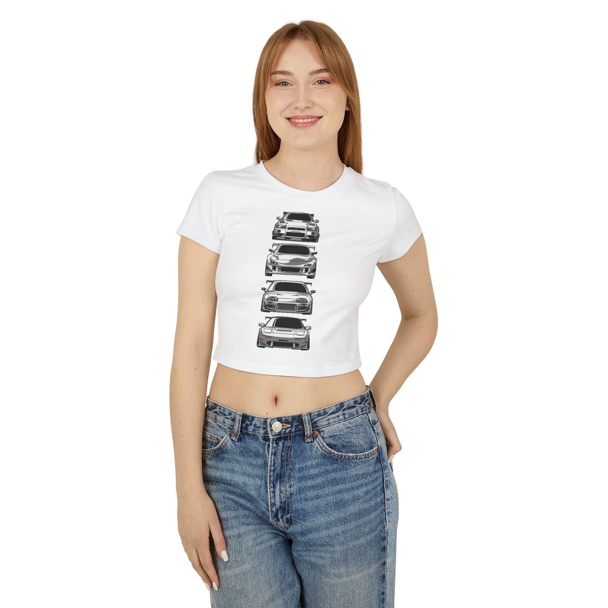 Women's Car Enthusiast Baby Tee - Classic Automotive T-shirt Designs - CreativeRino