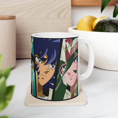 Anime Heroes Ceramic Mug | Armaduras Sagradas Perfect Mug for Fans - CreativeRino