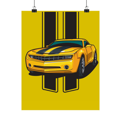 Yellow Sports Car Chevrolet Camaro Matte Vertical Poster - Car Enthusiast Decor - CreativeRino