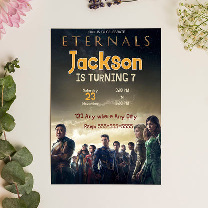 Eternals Birthday Invitation Template - CreativeRino
