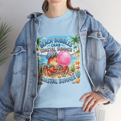 Beach Bubbles Crab Coastal Summer T-Shirt Printify