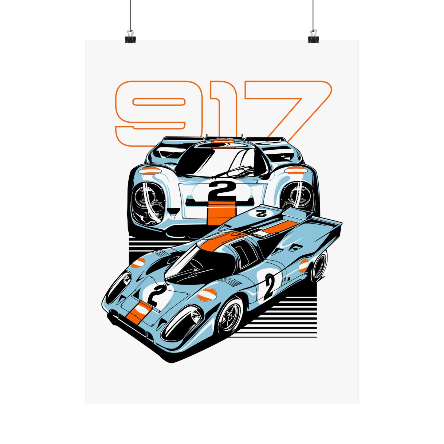 Racing Car Art Poster - Retro 917 Racing Decor - CreativeRino
