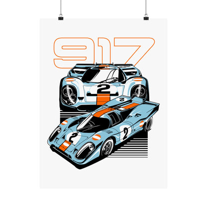 Racing Car Art Poster - Retro 917 Racing Decor - CreativeRino