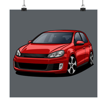Red Sports Car Matte Square Poster - Perfect Poster for Car Enthusiasts - CreativeRino