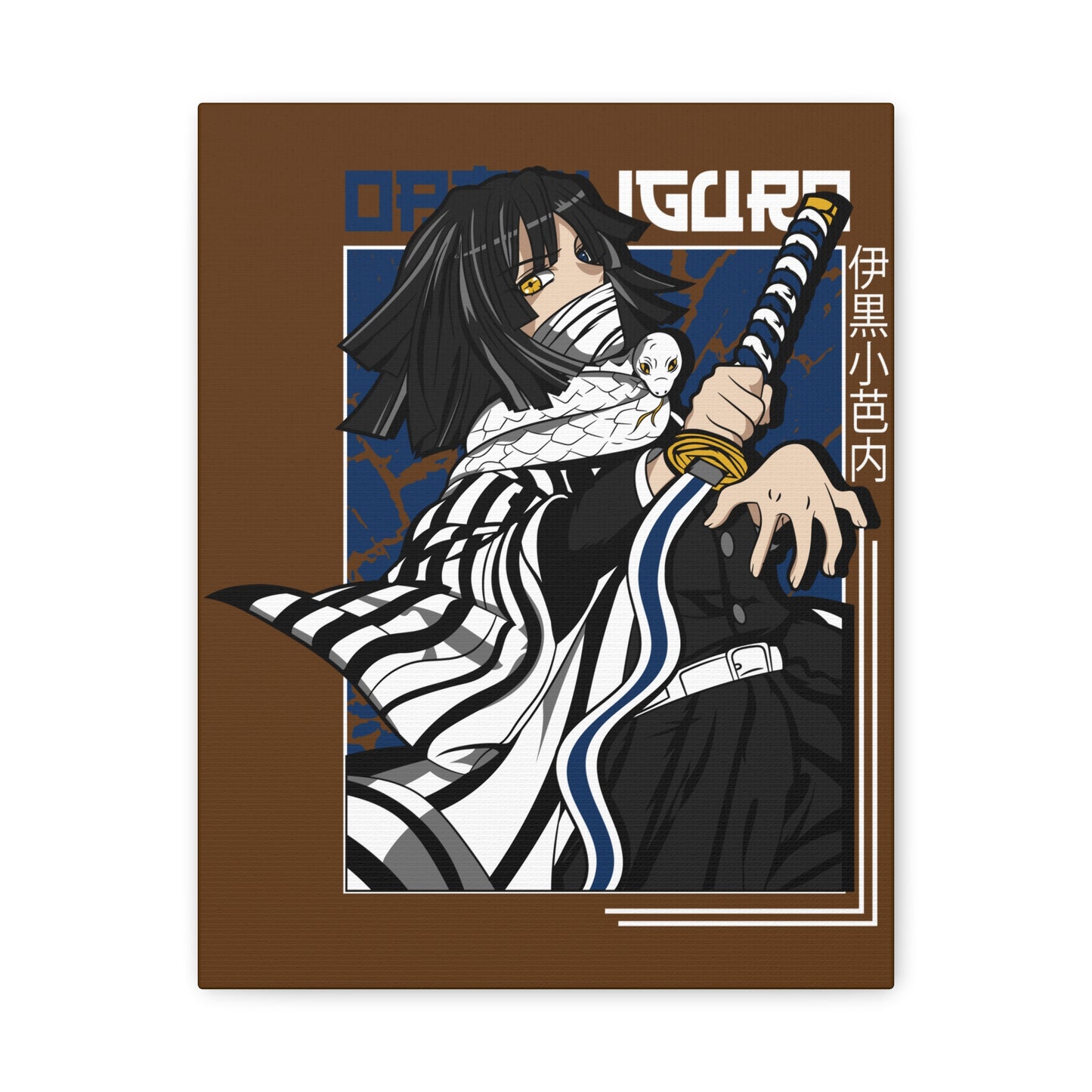 Anime-Inspired Stretched Canvas Print - Demon Slayer Dynamic Samurai Artwork for Home Decor - CreativeRino