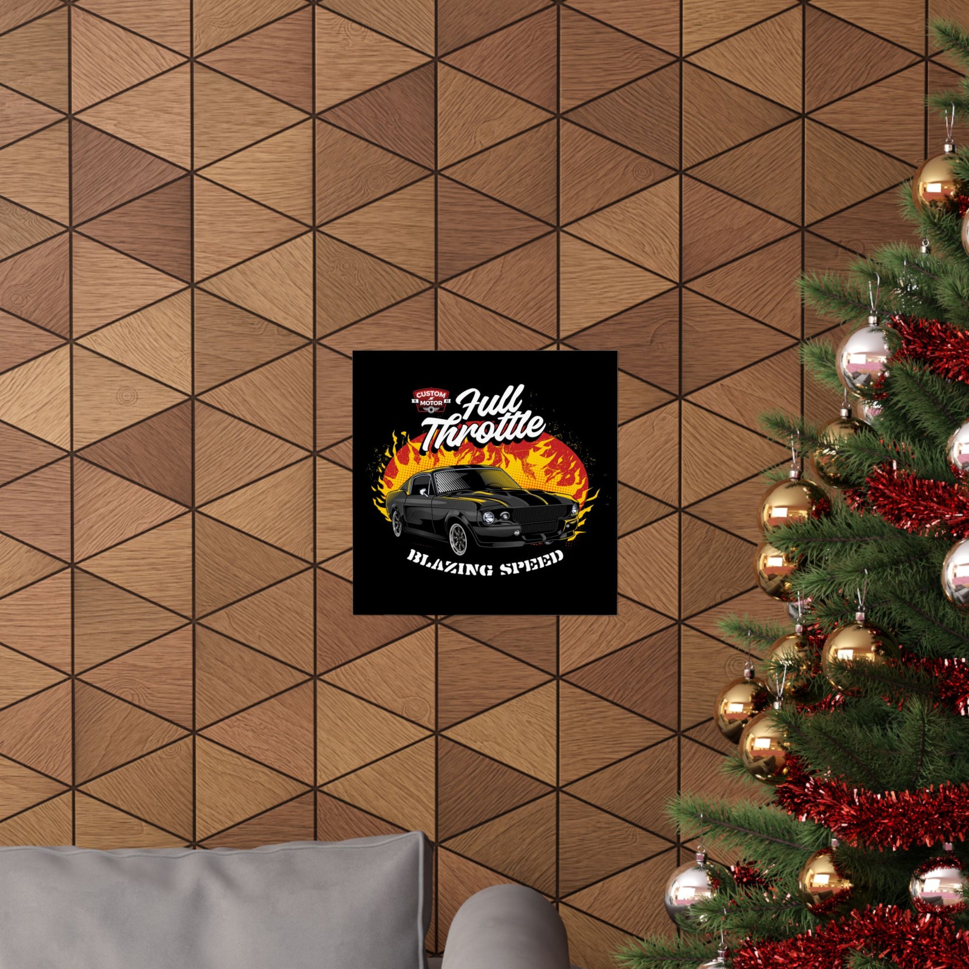 Full Throttle Vintage Car Poster - Blazing Speed Wall Art - CreativeRino