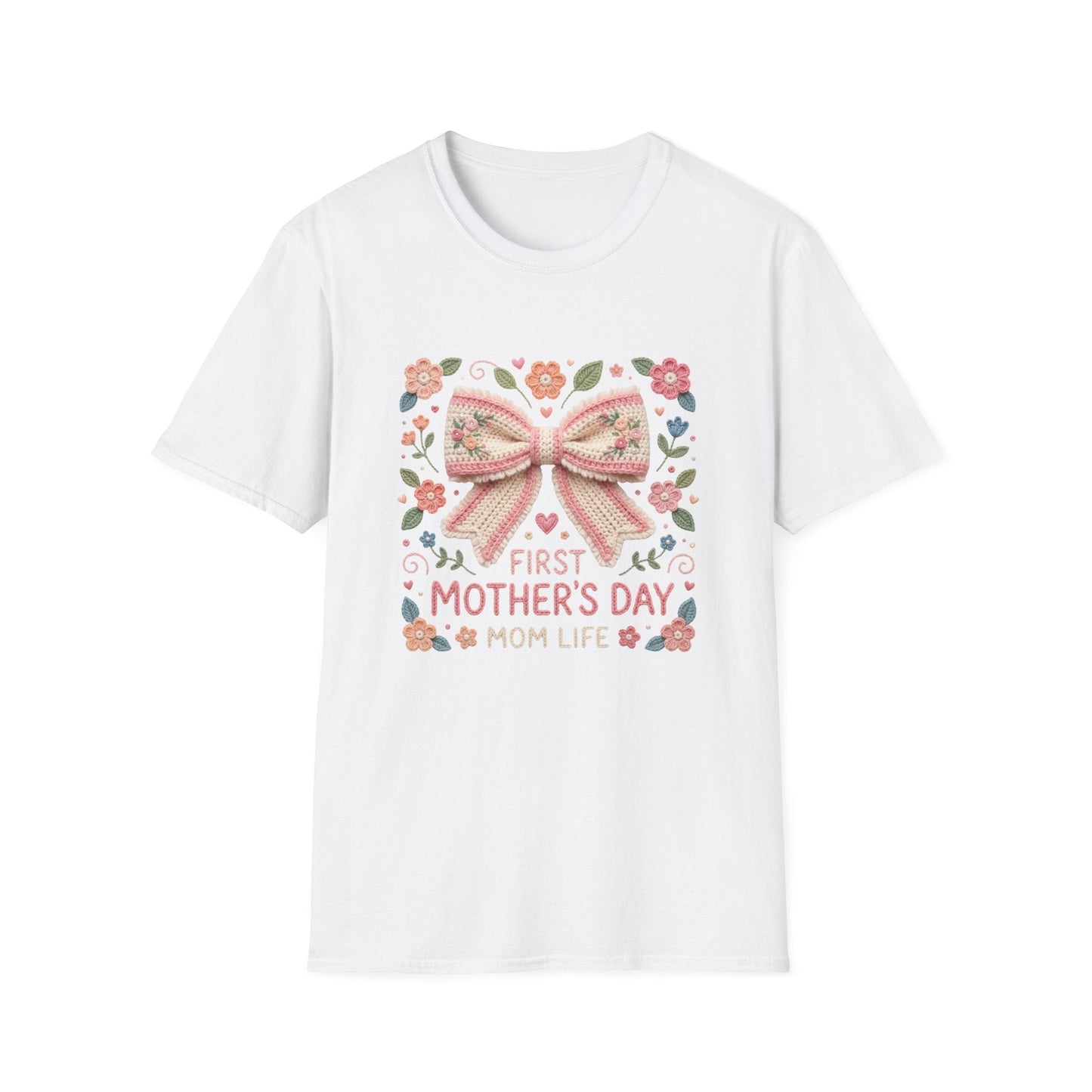 First Mother's Day Mom Life T-Shirt — Floral Bow New Mom Gift Printify