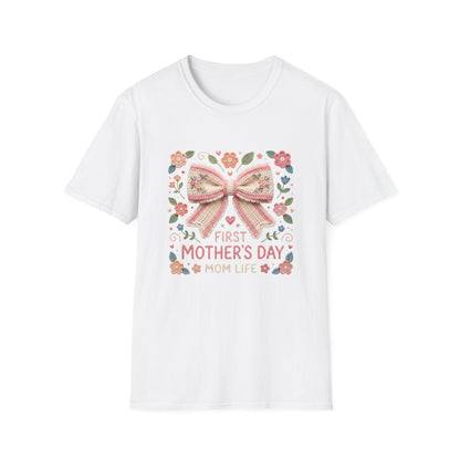 First Mother's Day Mom Life T-Shirt — Floral Bow New Mom Gift Printify