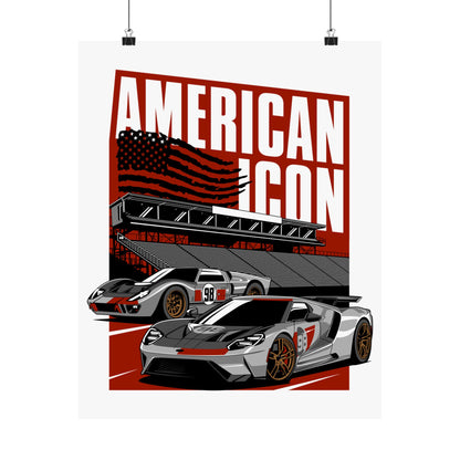 American Icon Matte Vertical Poster - Racing Car Art for Enthusiasts - CreativeRino