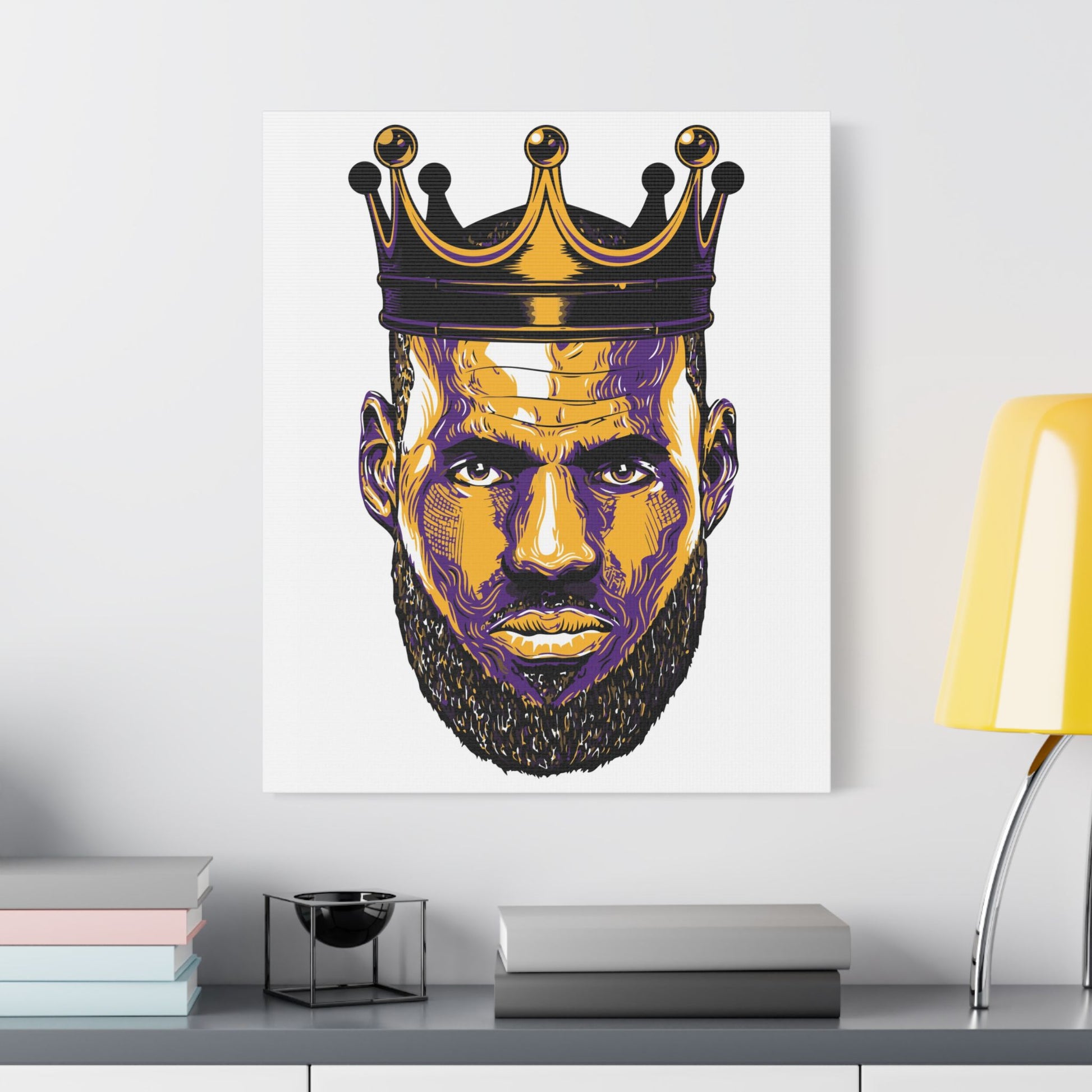 LeBron James Crowned King Satin Canvas Print - CreativeRino