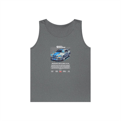 Fast & Furious Nissan Skyline R34 Unisex Heavy Cotton Tank Top - CreativeRino