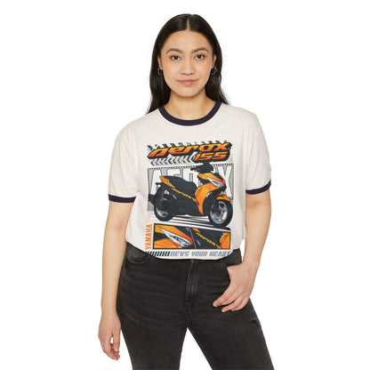 Yamaha Aerox Unisex Cotton Ringer T-Shirt - Rev Your Heart - CreativeRino
