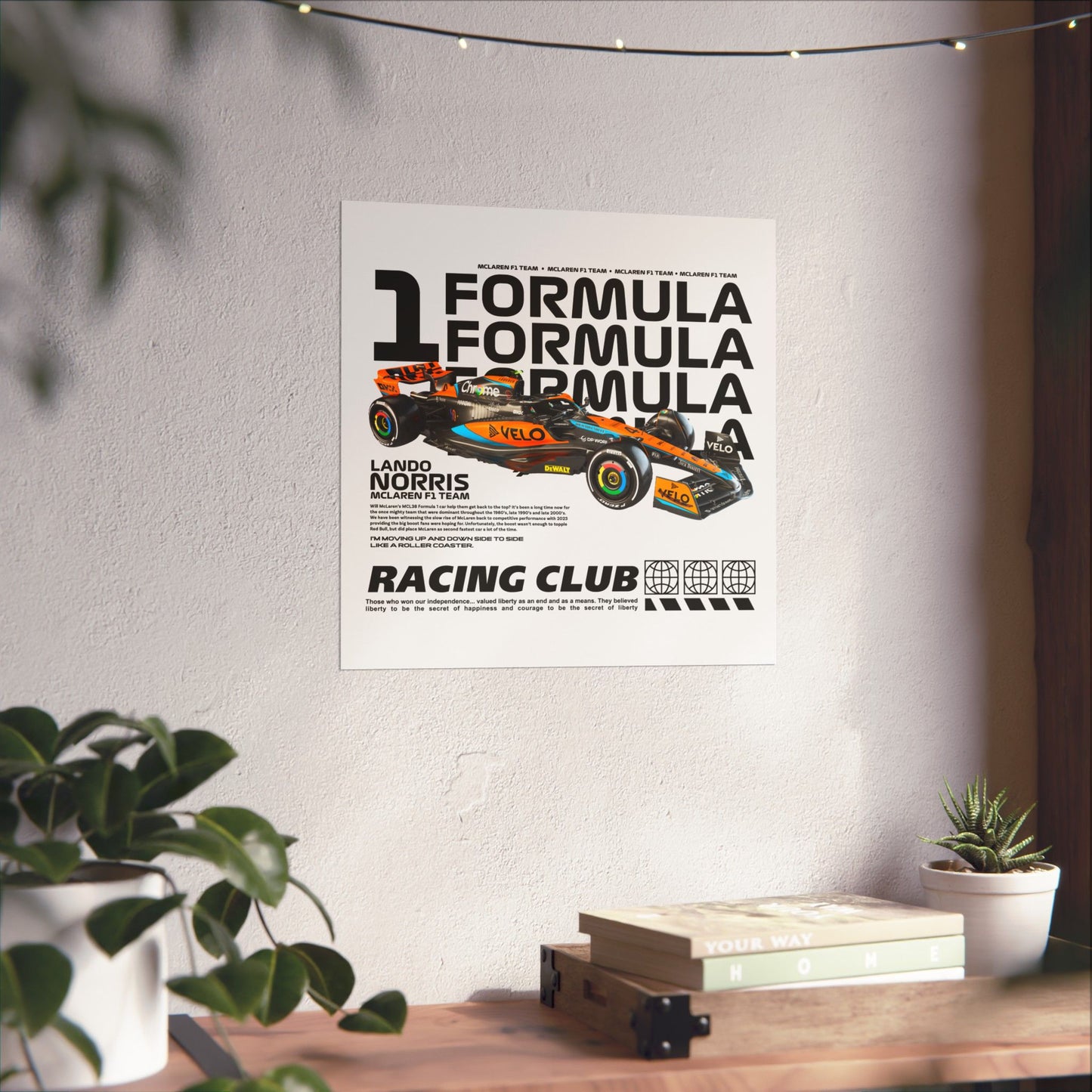 Racing Club Matte Vertical Poster featuring Lando Norris - Formula 1 Art - CreativeRino