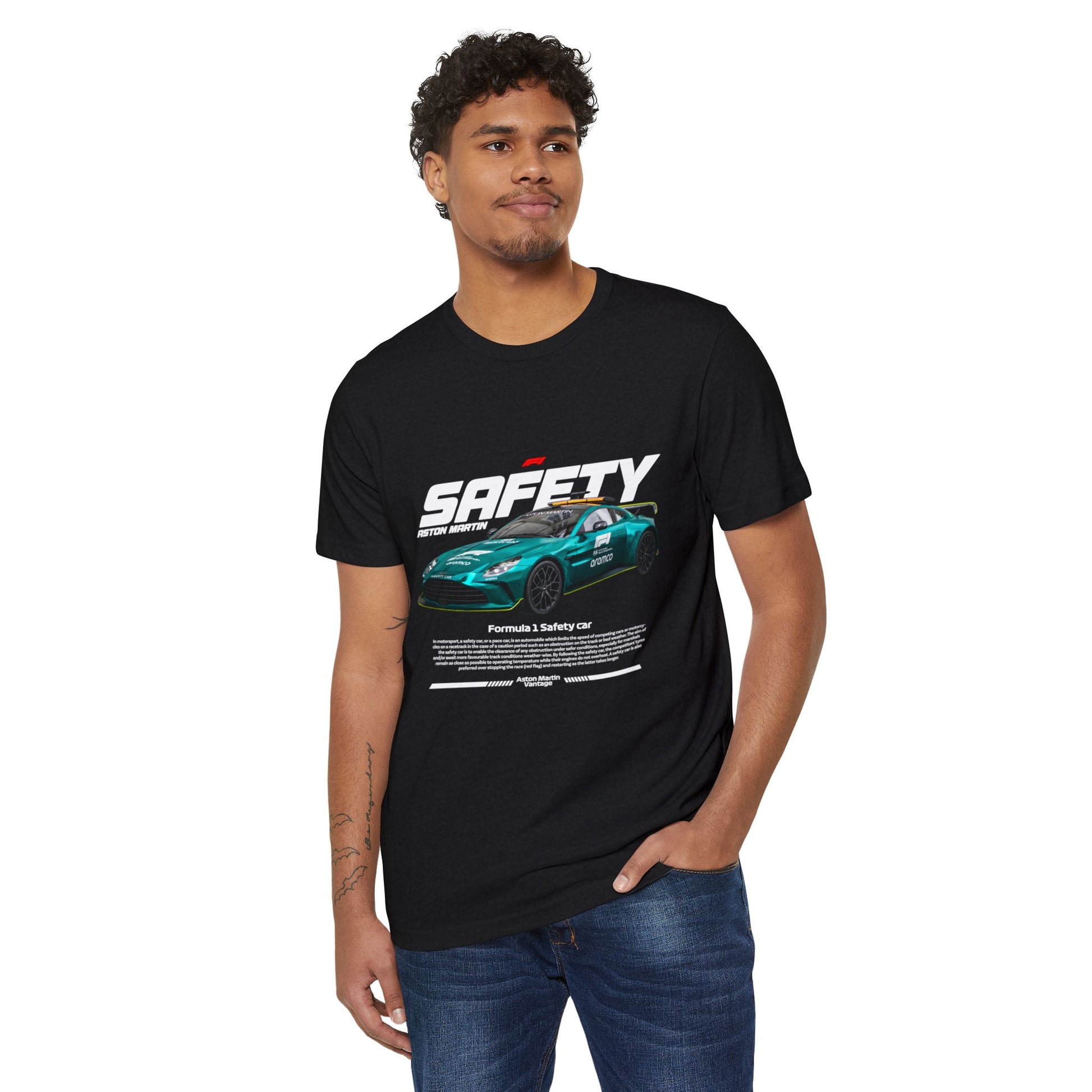 Formula 1 Safety Car Unisex Recycled Organic T-Shirt - Eco-Friendly Racing Apparel - CreativeRino