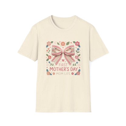 First Mother's Day Mom Life T-Shirt — Floral Bow New Mom Gift Printify