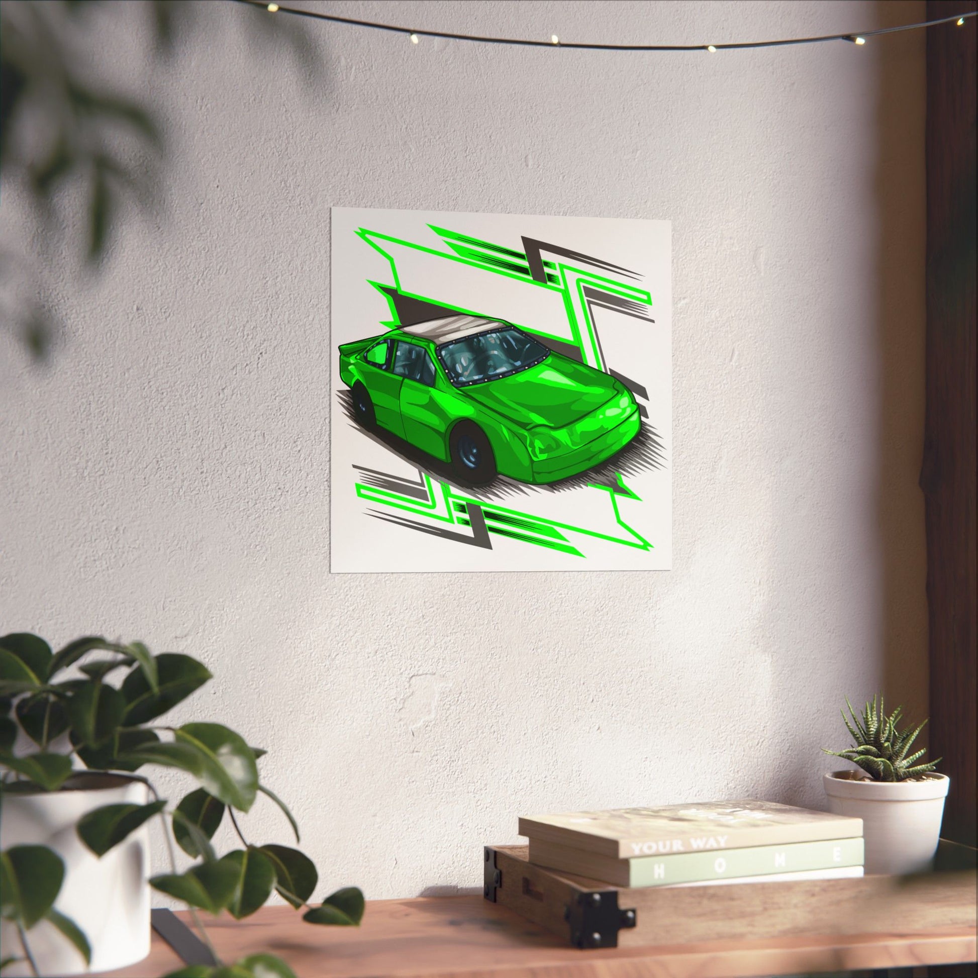 Vibrant Racing Car Matte Square Poster - Perfect for Car Enthusiasts and Gamers - CreativeRino
