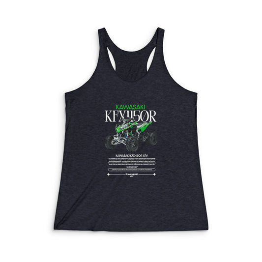 Kawasaki KFX50R Women's Tri-Blend Racerback Tank - Perfect for Off-Road Enthusiasts - CreativeRino