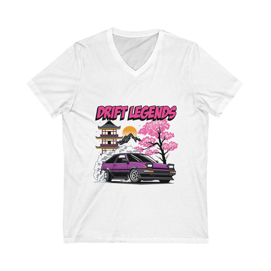 Drift Legends V-Neck Tee - Unisex Casual Car Enthusiast T-Shirt - CreativeRino