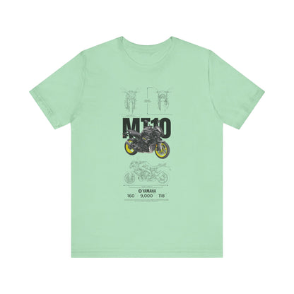 Yamaha MT 10 Motorcycle Tee - Unisex Jersey Short Sleeve T-shirt for Riders - CreativeRino