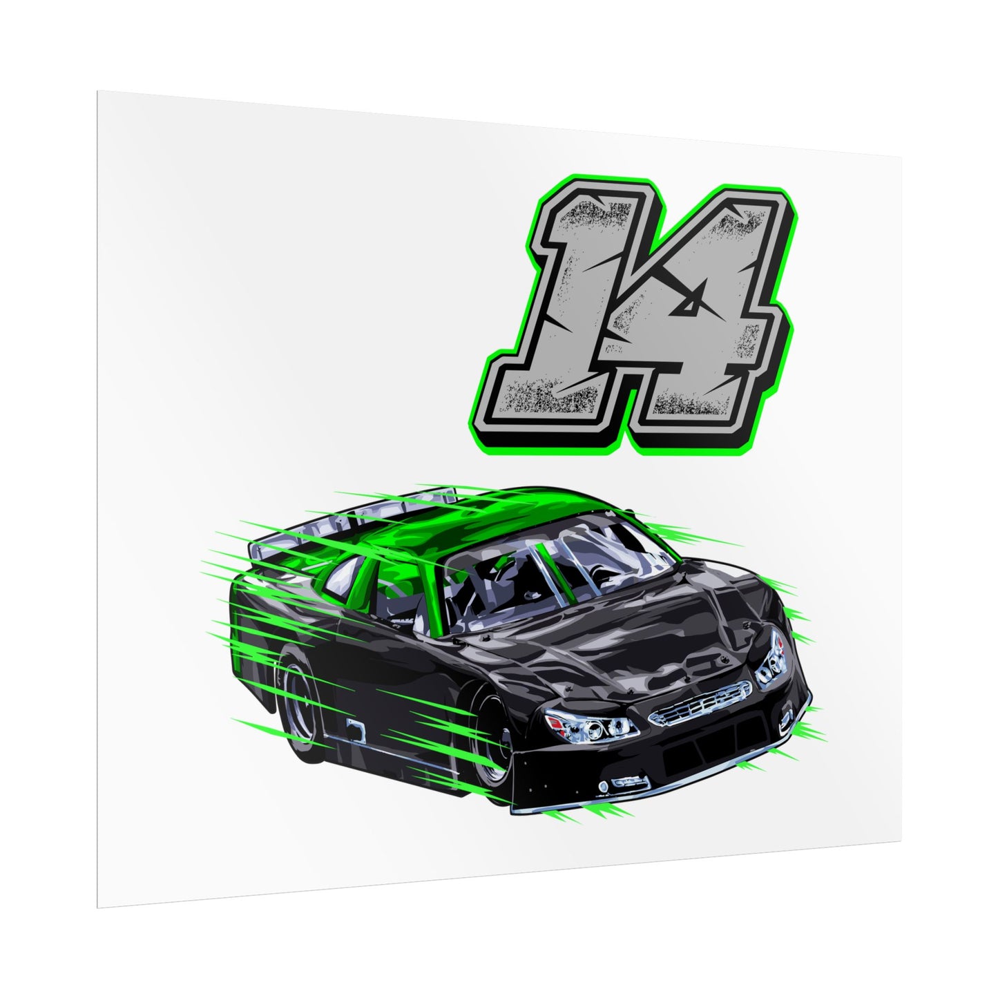 Cool Racing Car Rolled Poster - Number 14 - Perfect Poster for Car Enthusiasts - CreativeRino