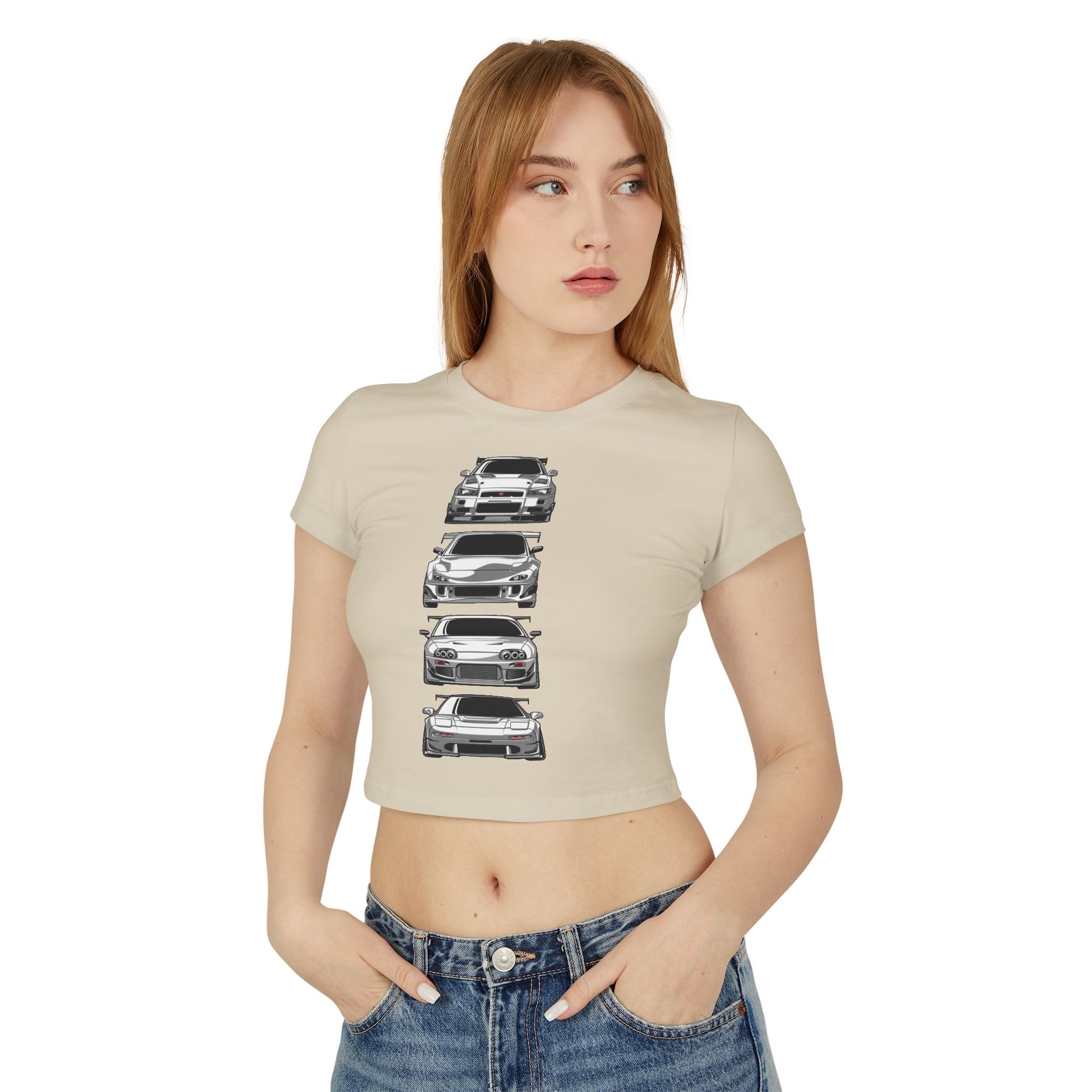 Women's Car Enthusiast Baby Tee - Classic Automotive T-shirt Designs - CreativeRino