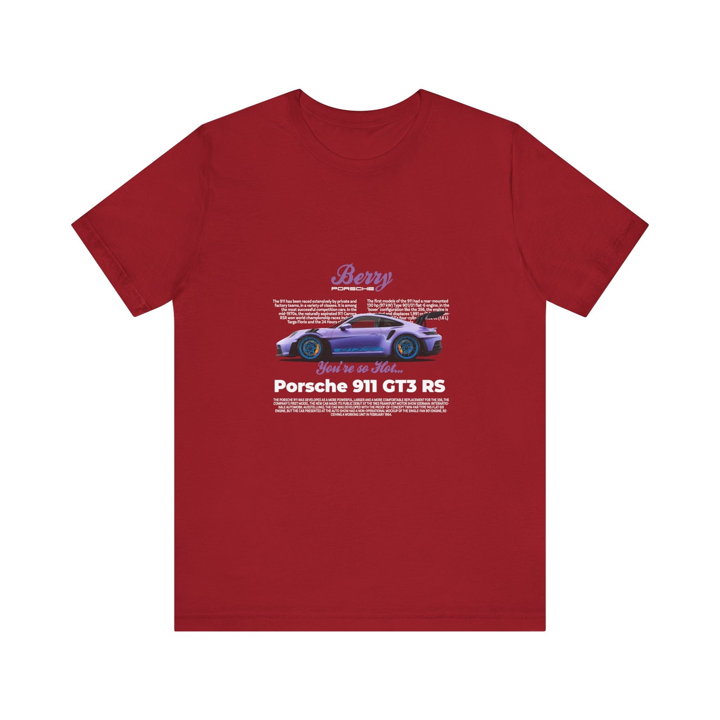 Porsche 911 GT3 RS Berry Car Tee for Automotive Enthusiasts - CreativeRino