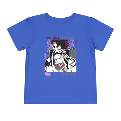 Cool Anime Graphic Toddler Tee - Stylish Short Sleeve Demon Slayer T-shirt for Kids - CreativeRino