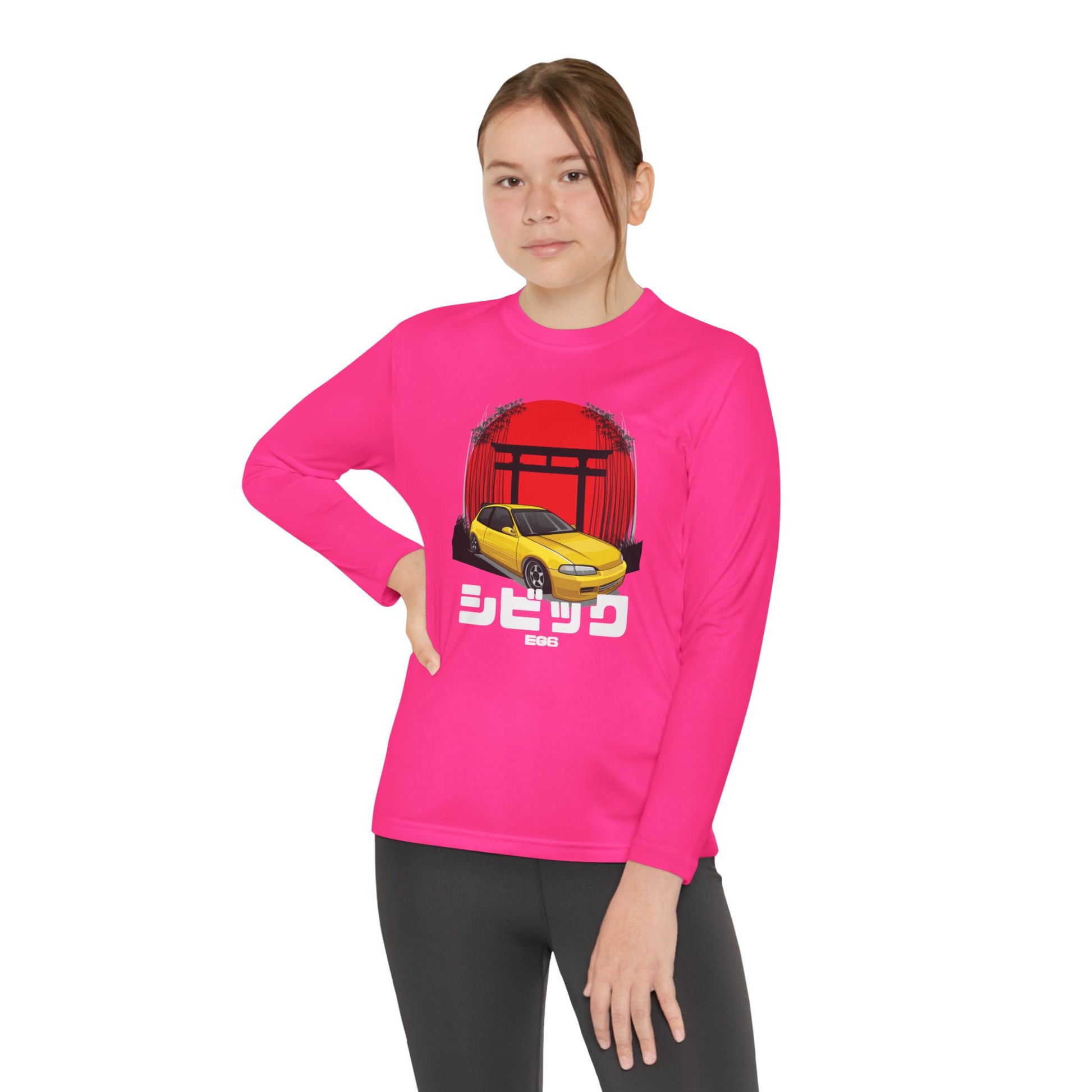 Civic Estilo Youth Long Sleeve Car Graphic Tee - Stylish & Sporty T-shirt Design - CreativeRino