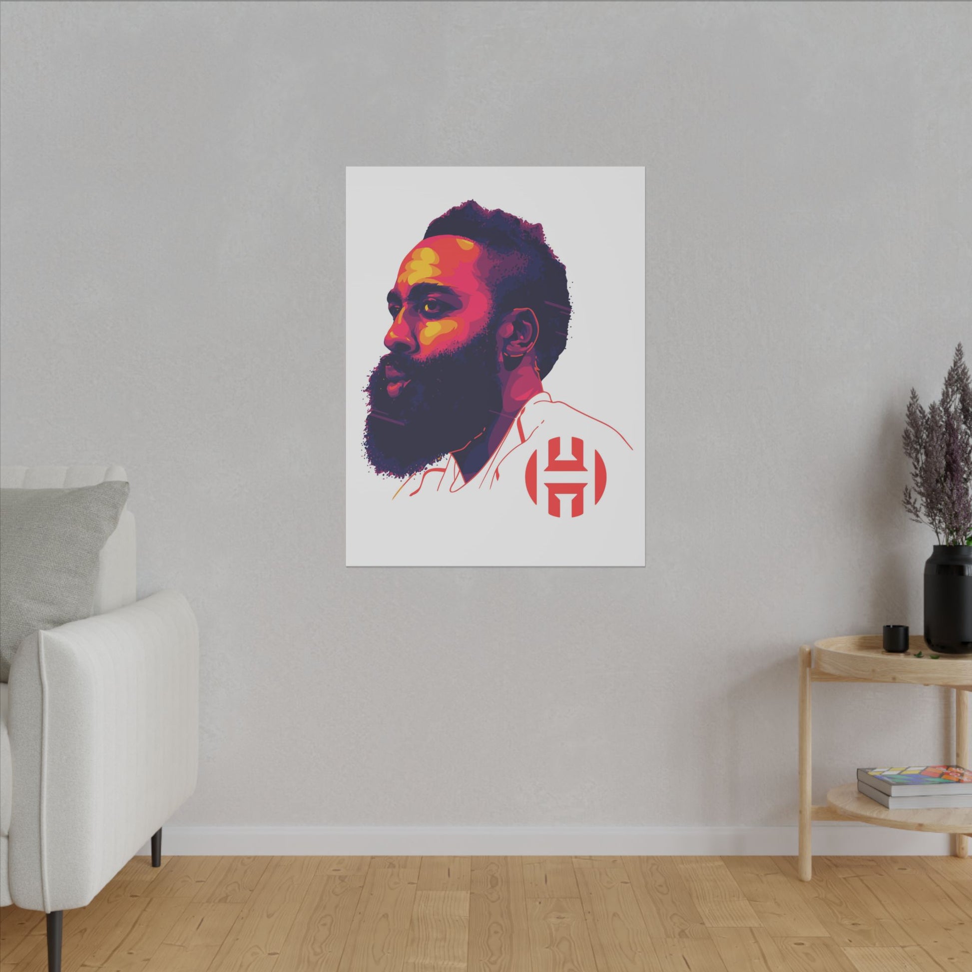 Stretched Matte Canvas Art - Vibrant Portrait of James Harden - CreativeRino