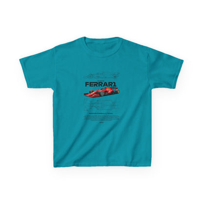 Kids Ferrari Formula 1 Tee - Heavy Cotton Racing Shirt - CreativeRino