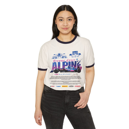 Pierre Gasly Alpine Ringer T-Shirt - Unisex Cotton Tee for Racing Fans - CreativeRino