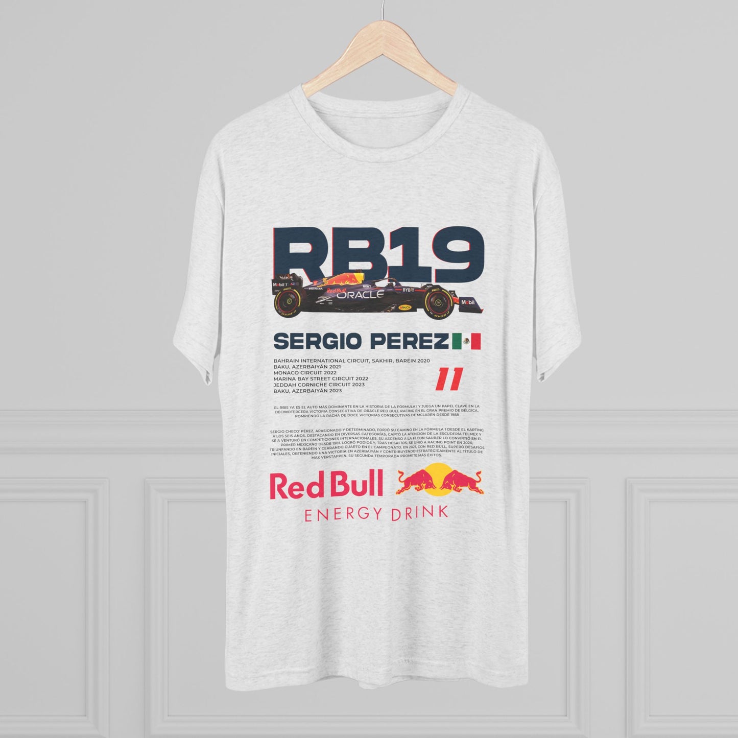 Unisex Tri-Blend Crew Tee - RB19 Sergio Perez F1 Racing T-shirt - CreativeRino