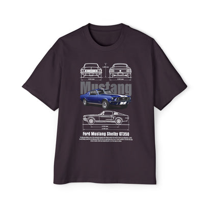 Men's Heavy Oversized Tee - Classic Ford Mustang GT350 Graphic T-shirt - CreativeRino