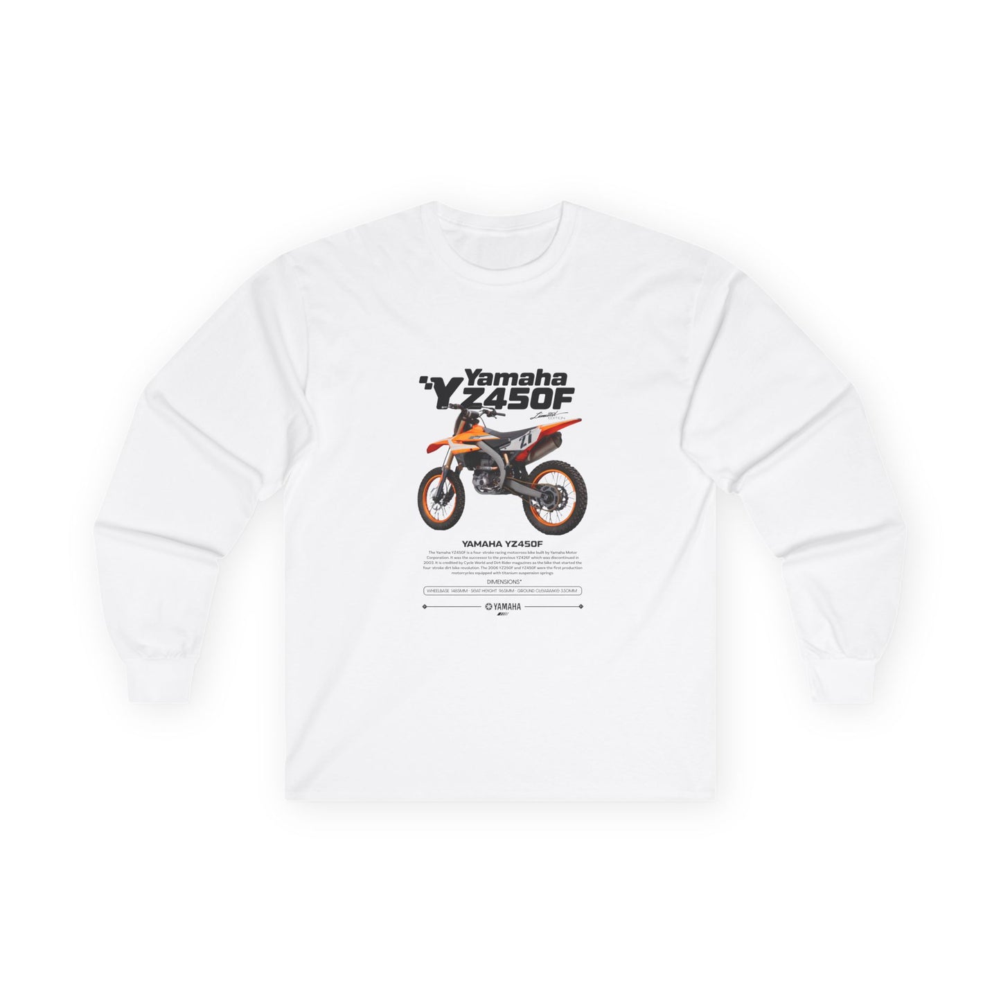 Yamaha YZ450F Long Sleeve Tee - Racing Enthusiast Apparel Motorcycle T-shirt - CreativeRino