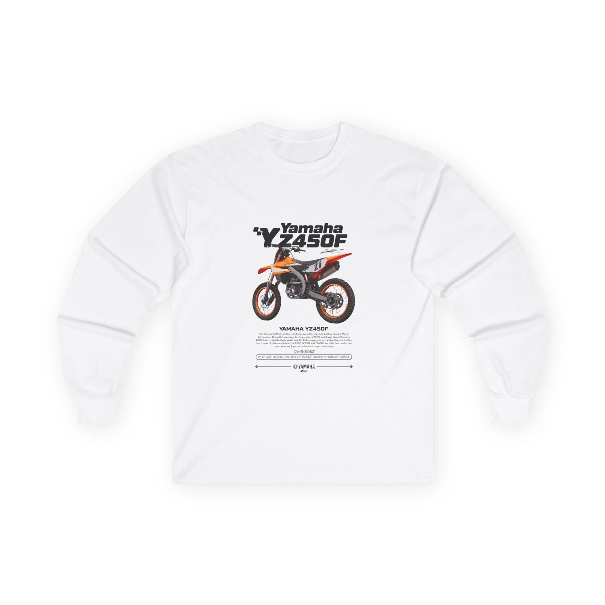 Yamaha YZ450F Long Sleeve Tee - Racing Enthusiast Apparel Motorcycle T-shirt - CreativeRino
