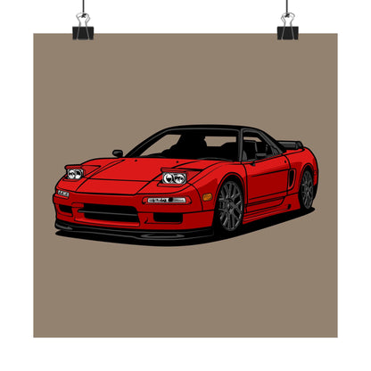Sports Car Matte Vertical Poster - Red Sports Car Art for Auto Enthusiasts - CreativeRino