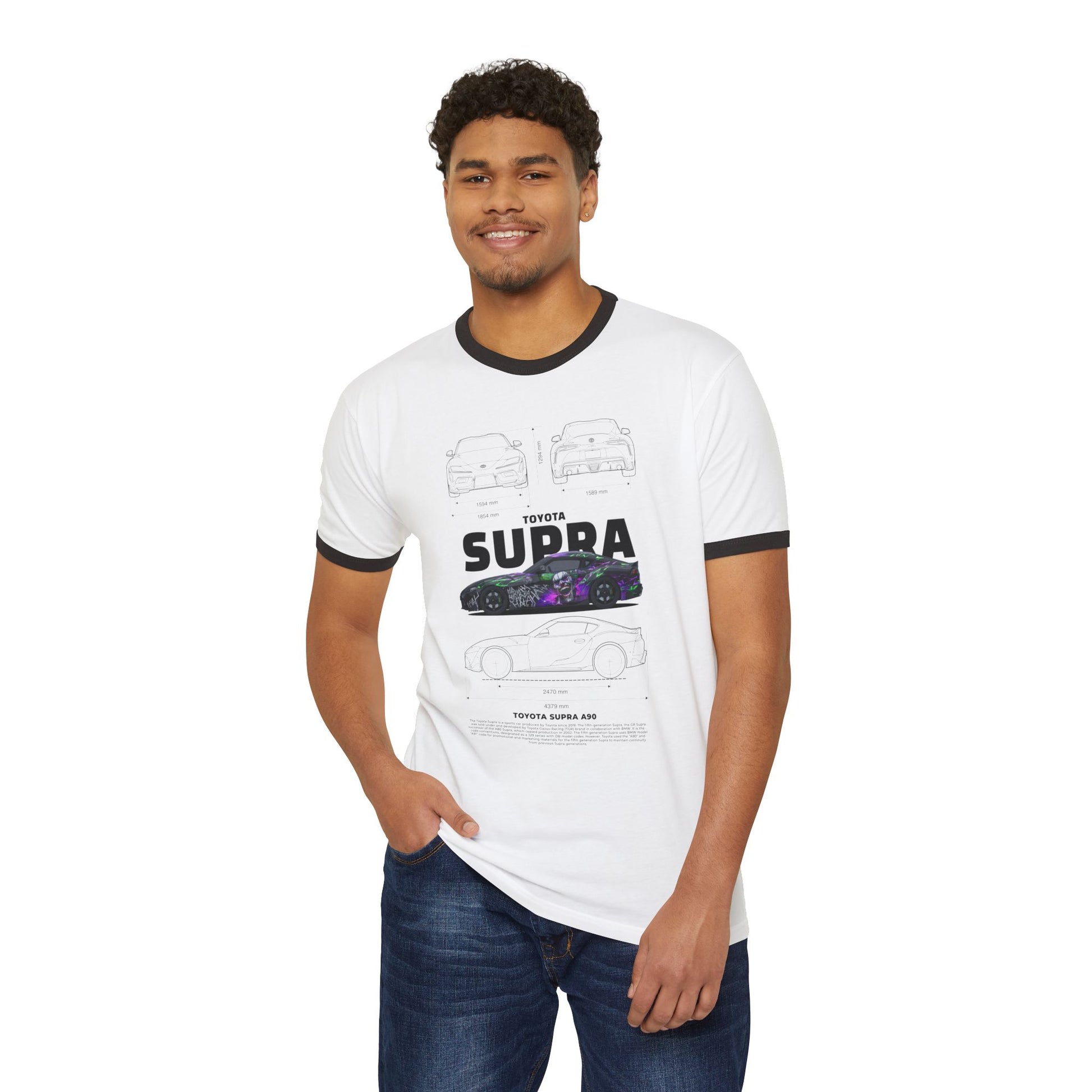 Toyota Supra A90 Unisex Cotton Ringer T-Shirt - CreativeRino