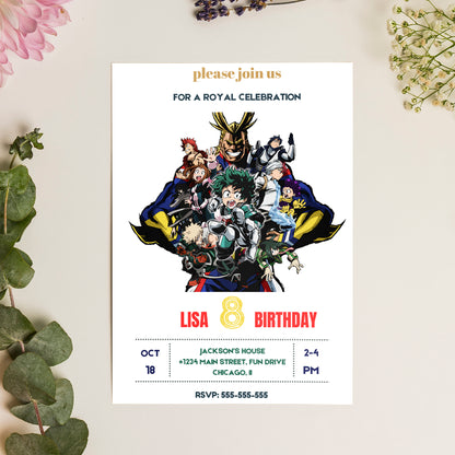 My hero Academia Birthday Invitation Template - CreativeRino