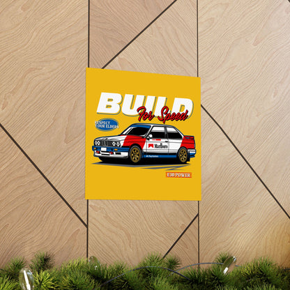 Vintage Car Poster - Build for Speed - CreativeRino