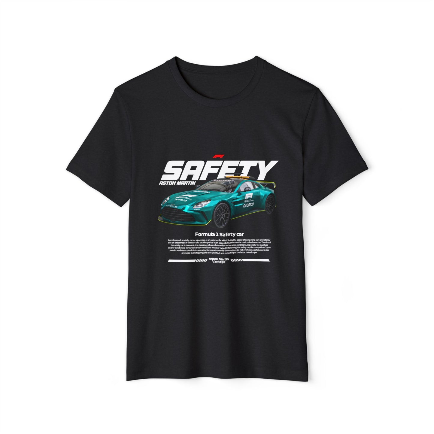 Formula 1 Safety Car Unisex Recycled Organic T-Shirt - Eco-Friendly Racing Apparel - CreativeRino