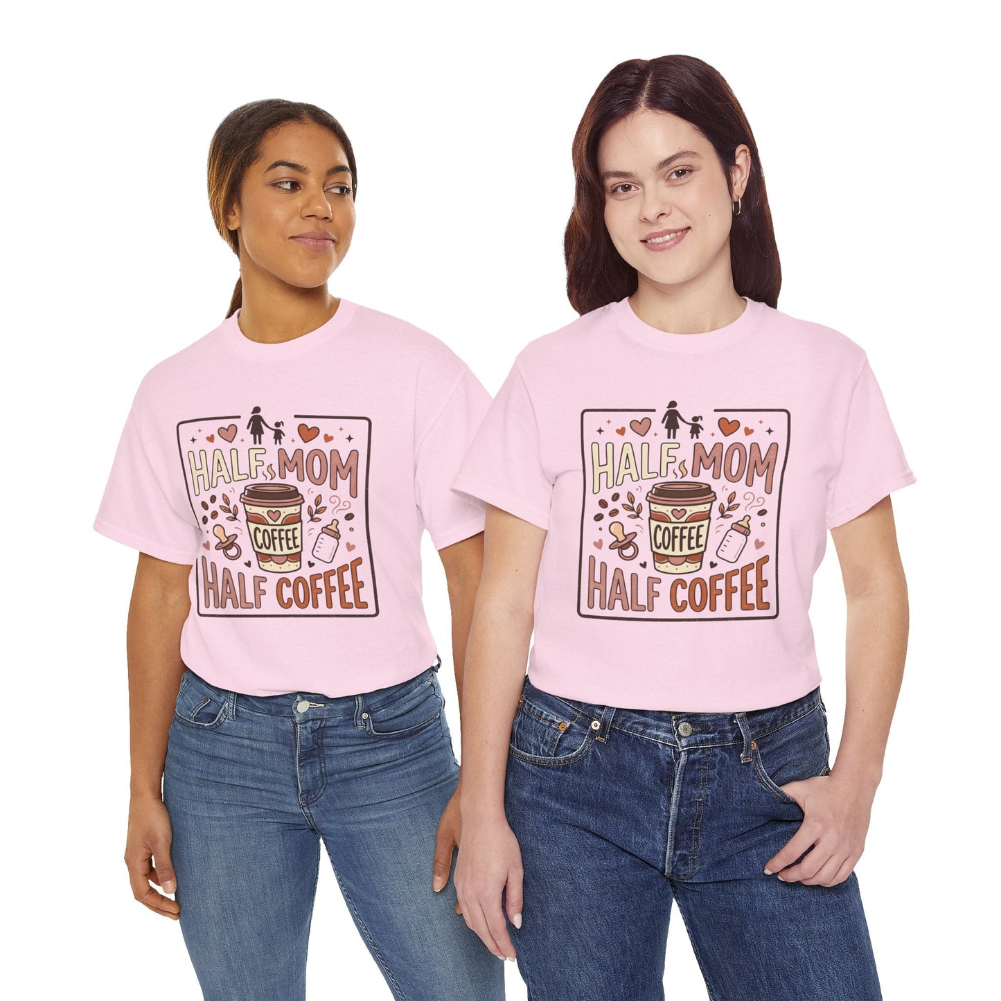 Half Mom Half Coffee T‑Shirt – Funny Mom Coffee Tee Printify