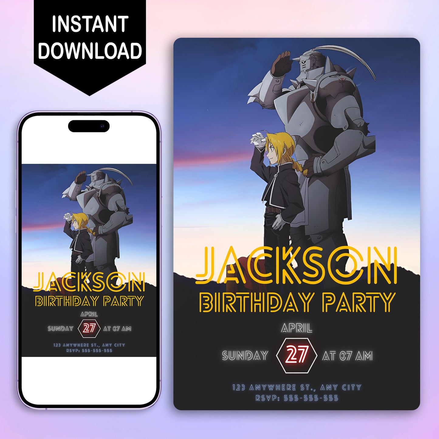 Fullmetal Alchemist  Birthday Invitation Template - CreativeRino