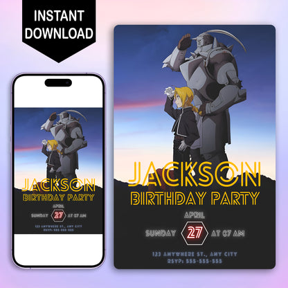 Fullmetal Alchemist  Birthday Invitation Template - CreativeRino