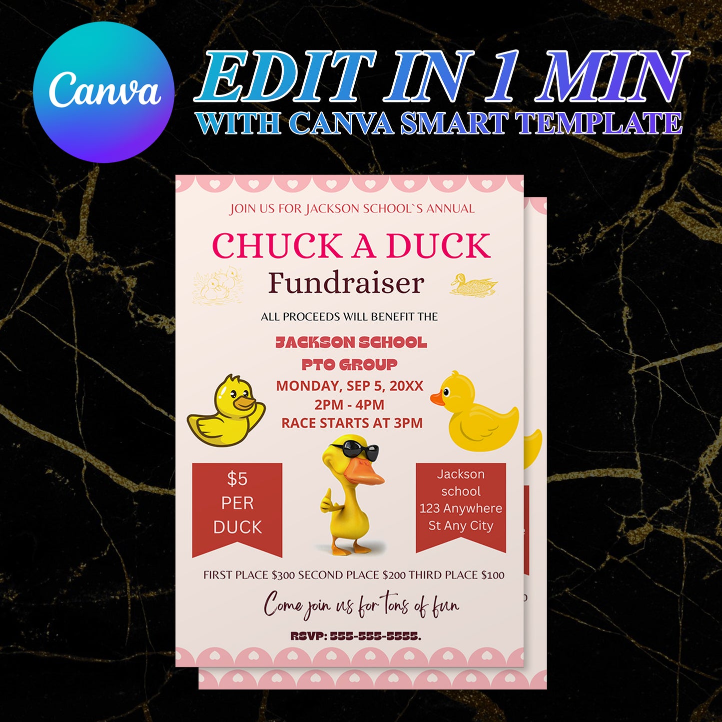 Chuck a Duck Fundraiser Flyer Template | Duck Derby Race Flyer