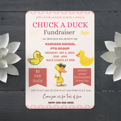 Chuck a Duck Fundraiser Flyer Template | Duck Derby Race Flyer CreativeRino