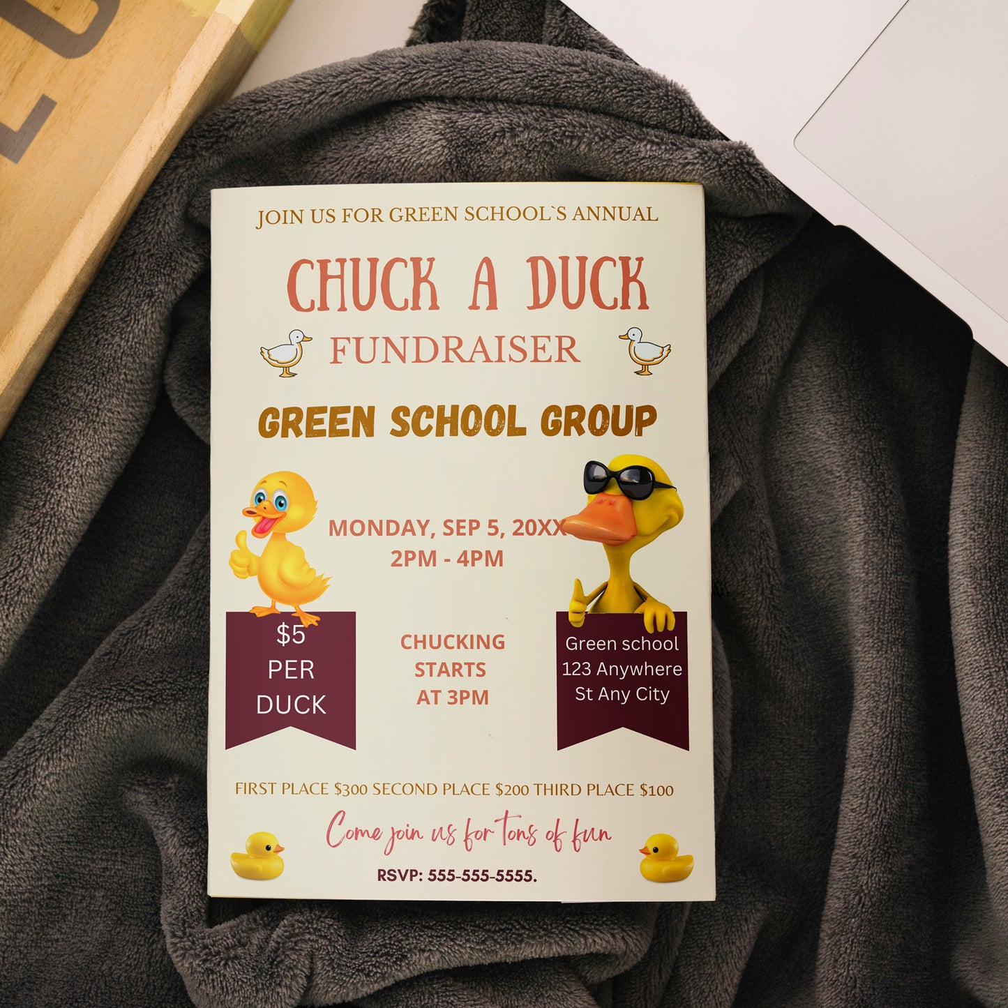 Chuck a Duck Fundraiser Flyer Invite Template | Duck Derby Race Flyer